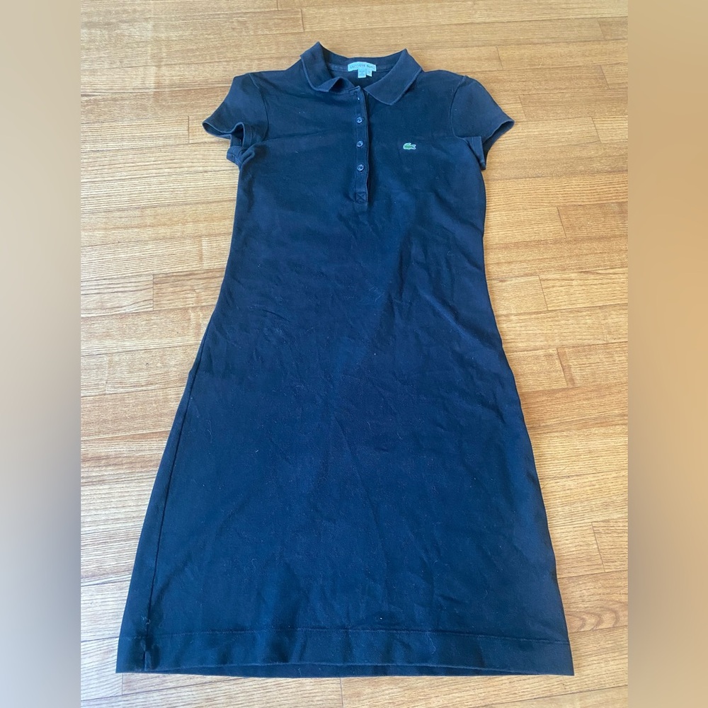 Lacoste Dark black Womens 38/Medium Polo t-shirt midi Dress casual formal cruise